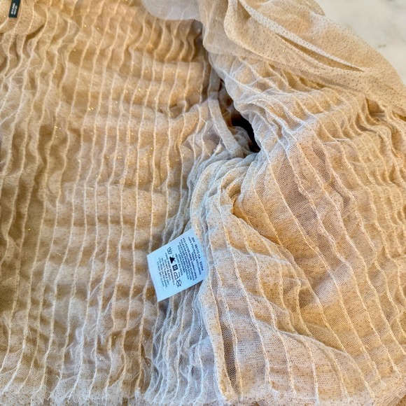 Anthropologie Lamarque Britney Ruffle Tulle Jacket Bolero Shrug Champagne Gold - Picture 9 of 16